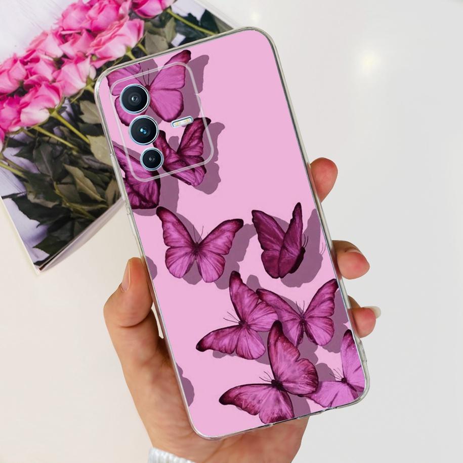 For Vivo V23 Pro V2132 Case For Vivo V23 5G V2130 V2303 Cover Fashion Flower Clear Silicone Phone Case For Vivo V23e V 23 Bumper