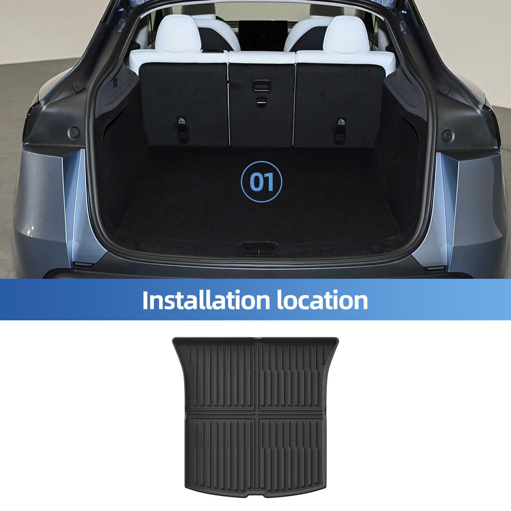 Smabee for Tesla Model Y Juniper Standard RWD 2025 2026 TPE Car Floor Mats Cargo Liner Trunk Mats Backrest Pad Accessories Black