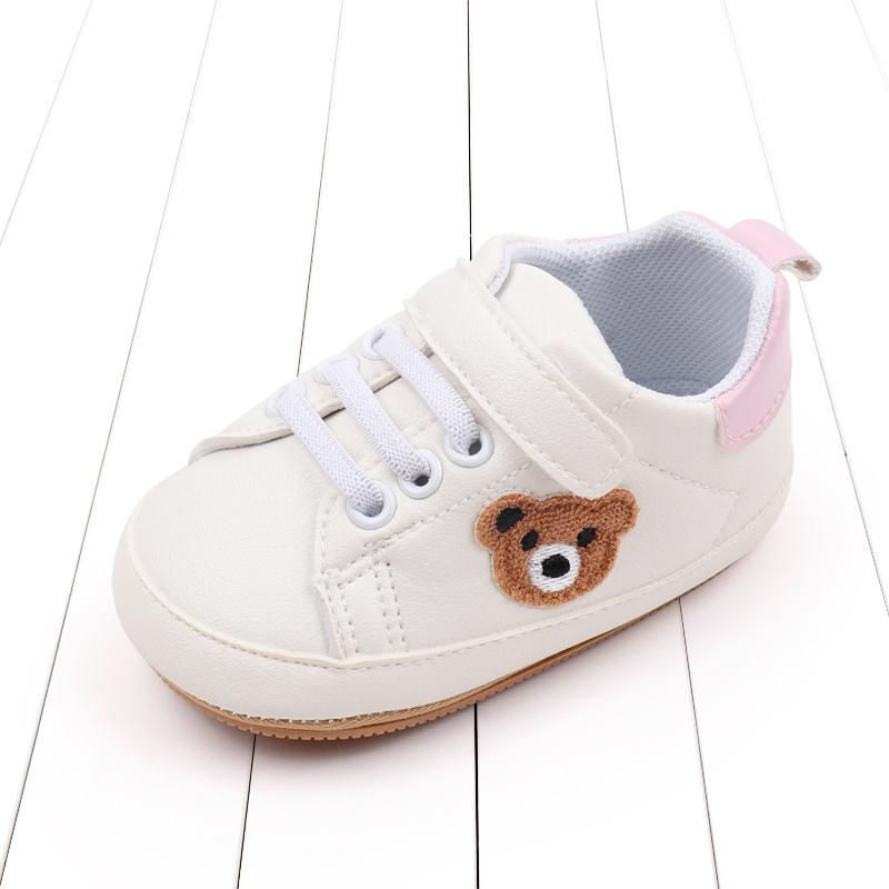 

Baby Shoes Cute Bear Sneaker Spring and Autumn Style High Quality PU and TPR Sole Anti-slip 0-9-18 Month Toddler Walking BMB3134 7-12 Months розовый