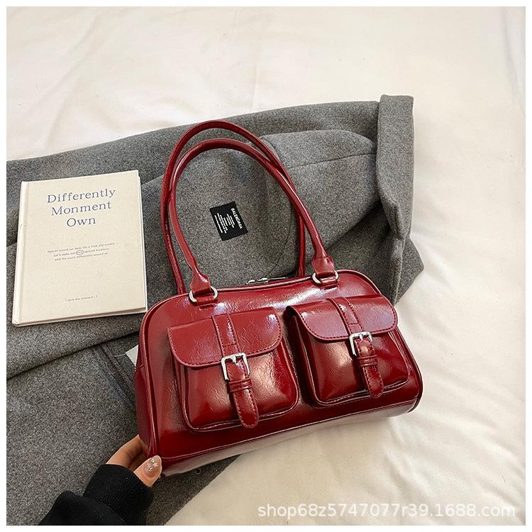 Niche Design Simple Retro Shoulder Portable Commuter Bag Women 2025 Fashion New High-end Bowling Bag