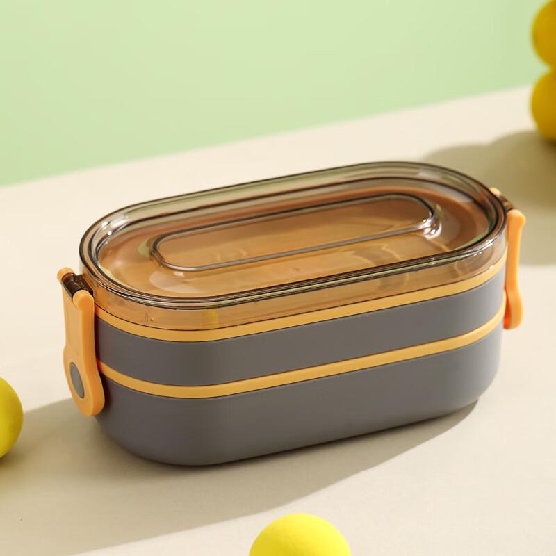 Portable Double-Layer Plastic Lunch Box