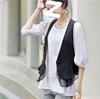 Spring Summer Women's Chiffon Vest Thin Short Sleeveless Vest Waistcoat Female Korean Slim And Slim Cardigan Black Vest