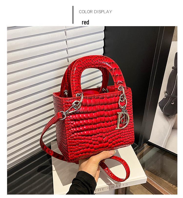 2026 Autumn Princess Diana Crocodile Pattern Mini Handbag - Versatile Luxury Shoulder Crossbody Bag