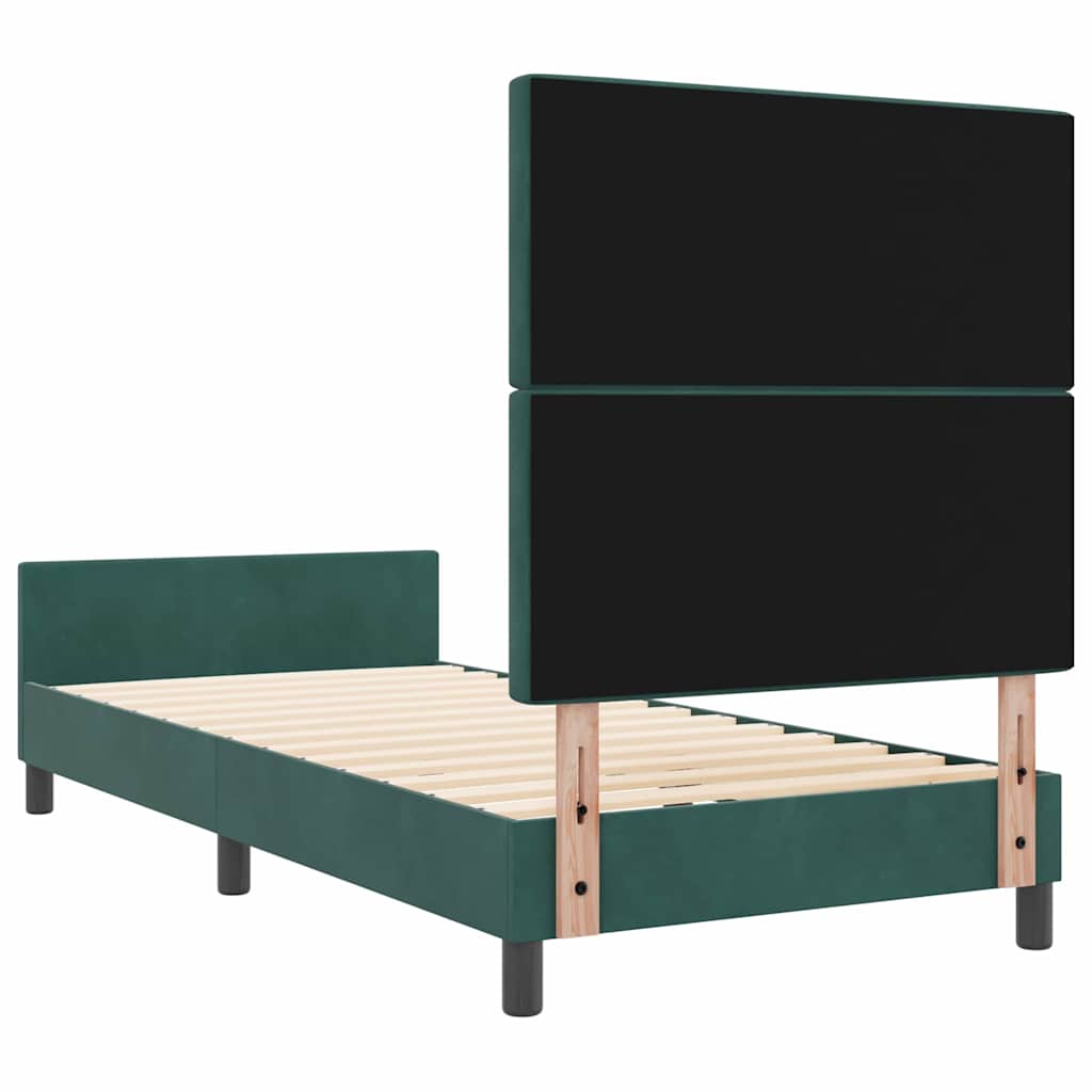 Box Spring Bed with Headboard Dark Green 90 x 200 cm Velvet