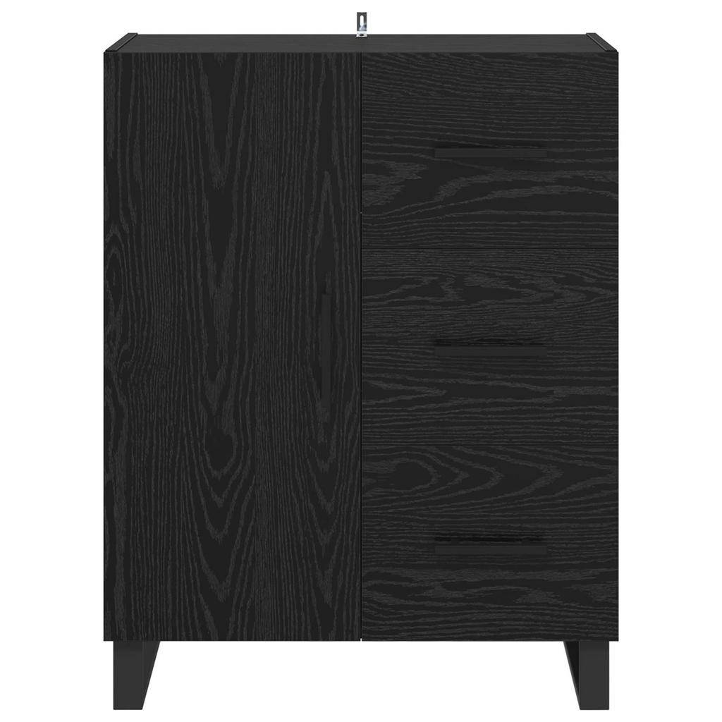 Sideboard with Drawers Black Oak Effect 69.5 x 34 x 90 cm
