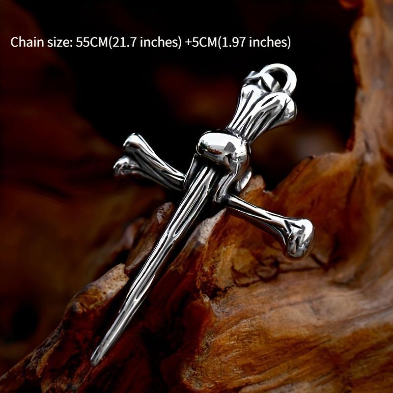 Vintage Fashion Skull Cross Punk Pánský přívěsek náhrdelník Hip Hop Biker Steampunk Jewelry