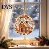 Christmas Tree Hanging Ornaments Xmas Snowman Ornament, Round Acrylic Santa Reindeer Seasonal Party Decor Door Sign for Festive Window Wall