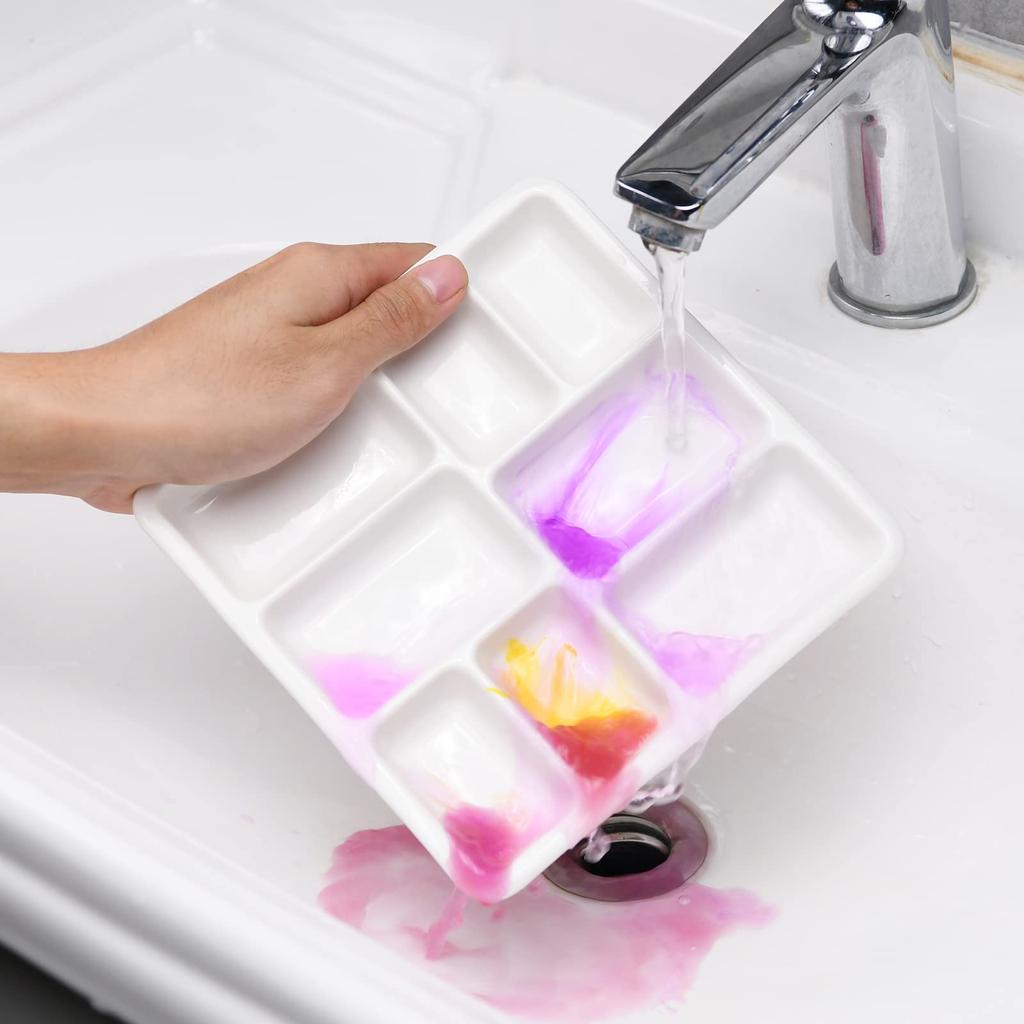 MEEDEN Ceramic Watercolor Palette, 8 Holes, Easy to Clean, Convenient for Color Sorting, Mini Square, 19 x 19 x 2.3 cm