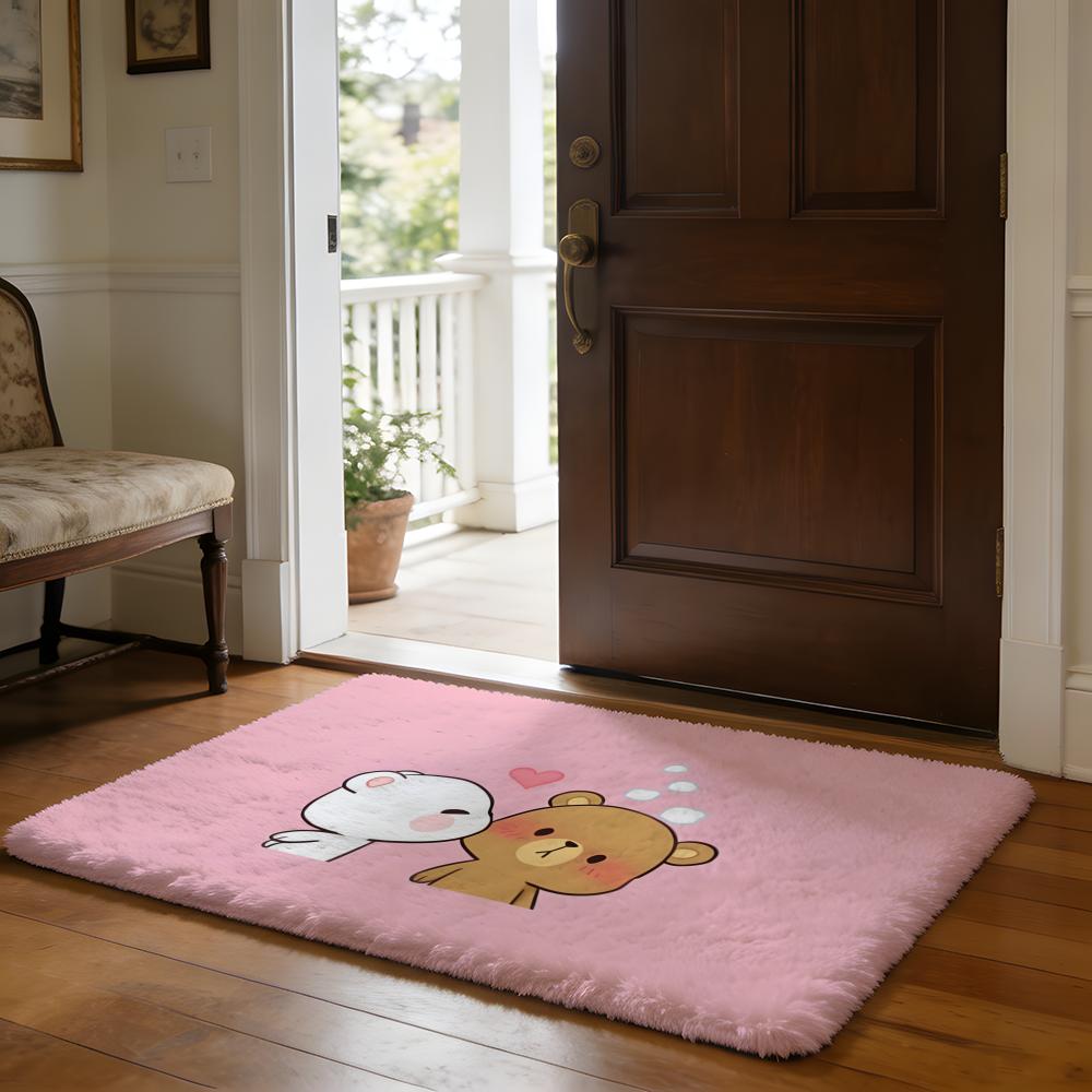 Cute MMilk And MMochaS Floor Mat Soft Flannel Absorbent Mat Non-Slip Rug Home Bedroom Bathroom