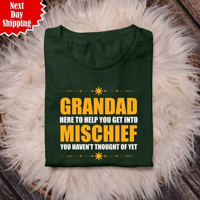 Grandad Mischief Men's Printed Funny T Shirt Fathers Day Gift Short Sleeve T Top