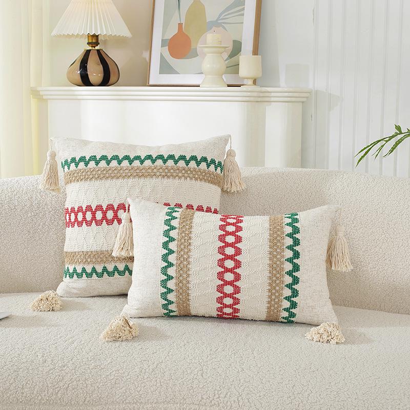 American Multicolor Jacquard Throw Pillow Cover for Sofa, Bed, Chair, and Car