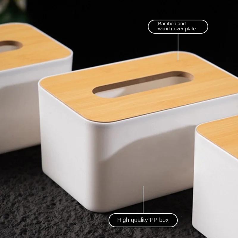 Bamboo Tissue Box Accessories Simple Living Room Dining Table Coffee Table Tissue Box Desktop Storage Kitchen Storage