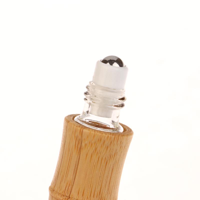 Flacone Roll-On in Bambù da 10 ml Tubo Vuoto Sfera Metallica Rullante Flaconi Ricaricabili Con Nappa Profumo Fai-da-te Lipgloss Contenitori Manuali