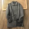 Men's Elegant Windbreaker Simple Jacket Warmth Winter Medium Length Lapel Trench Coat Button Up