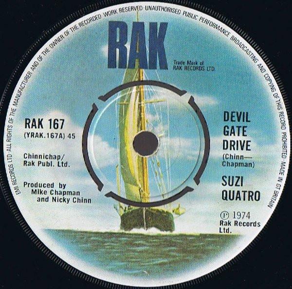 

7inch Record SUZI QUATRO - Devil Gate Drive RAK167 RAK 1974 UK Rock Used