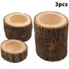 3Pcs Nordic Style Wooden Candlestick Base For Bedroom, Room Candle Decoration, Home Use, Tree Stump Candlestick Ornament