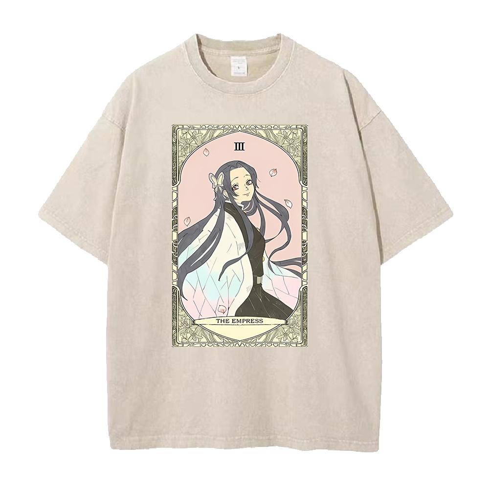 Demon Slayer Kochou Shinobu Graphic Tshirt Men Women Clothing Short Sleeve Cotton T-shirts Washed Tee Harajuku Vintage T Shirt