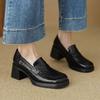 Women's Shoes Fashion Women Pumps Thick Square with 6 Cm Single Shoe Vintage Sheepskin Loafers High-heeled Small Leather Shoes