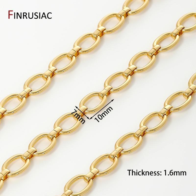 

7*10 мм Латунь с покрытием 18 карат Крупная О-образная цепь для изготовления ювелирных изделий, Высококачественные металлические звеньевые цепи для аксессуаров ожерелий и браслетов 0.5 meter