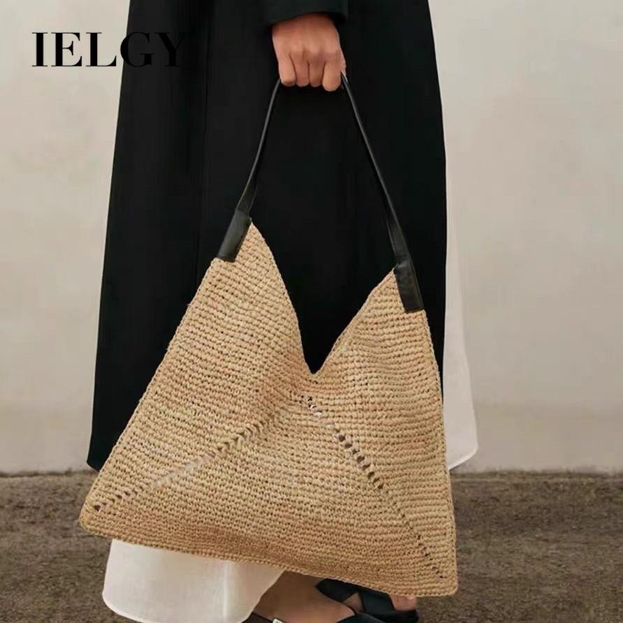 IELGY Straw Bag Shoulder Handbag Woven Seaside Vacation Female Bag