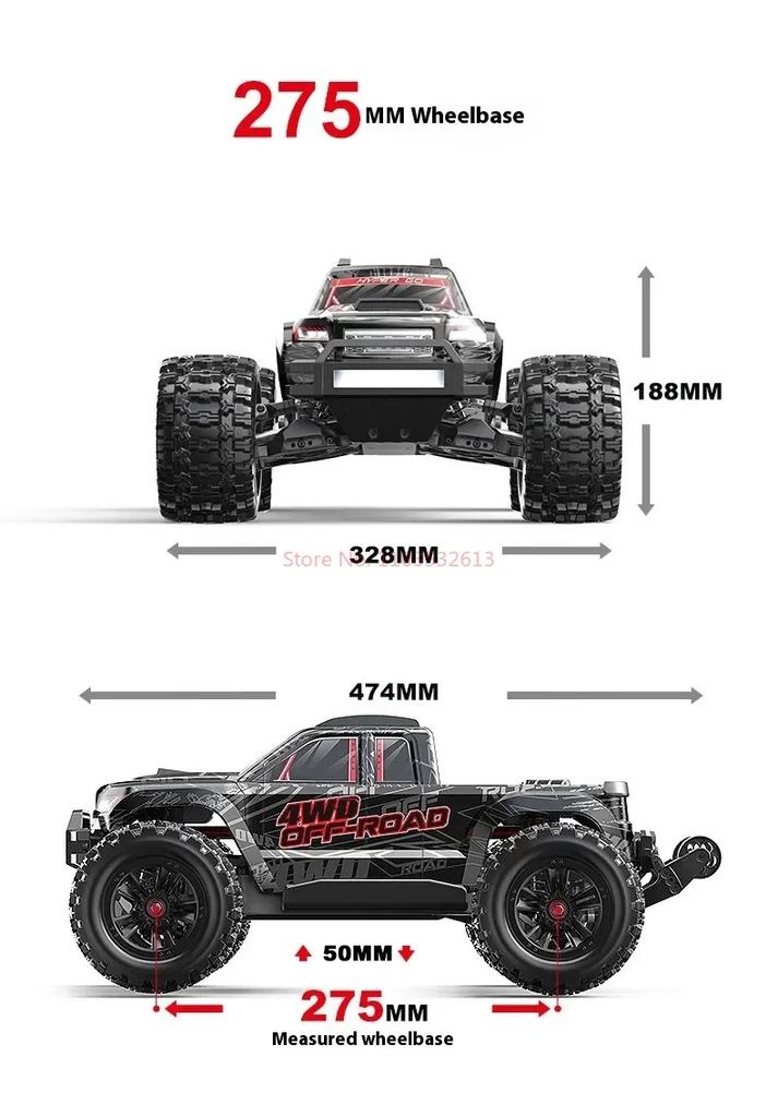 Mjx New 10208 V2 Upgraded Version Brushless 4wd Small Monster 1/10 High Speed RC All Metal Remote Control Off Road Vehicle