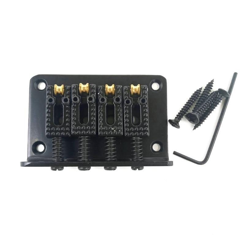 

60mm Top Load Tailpiece Guitar Roller Saddle Bridge Hardtail with Screws & Wrench 4 String Guitar Bass Replacement Parts чёрный