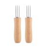 Fourchette à maïs en acier inoxydable avec tête de fourchette dure et pointue et manche en bois à prise confortable, outils de barbecue, fourchette à fruits pour pique-nique et cuisine à la maison