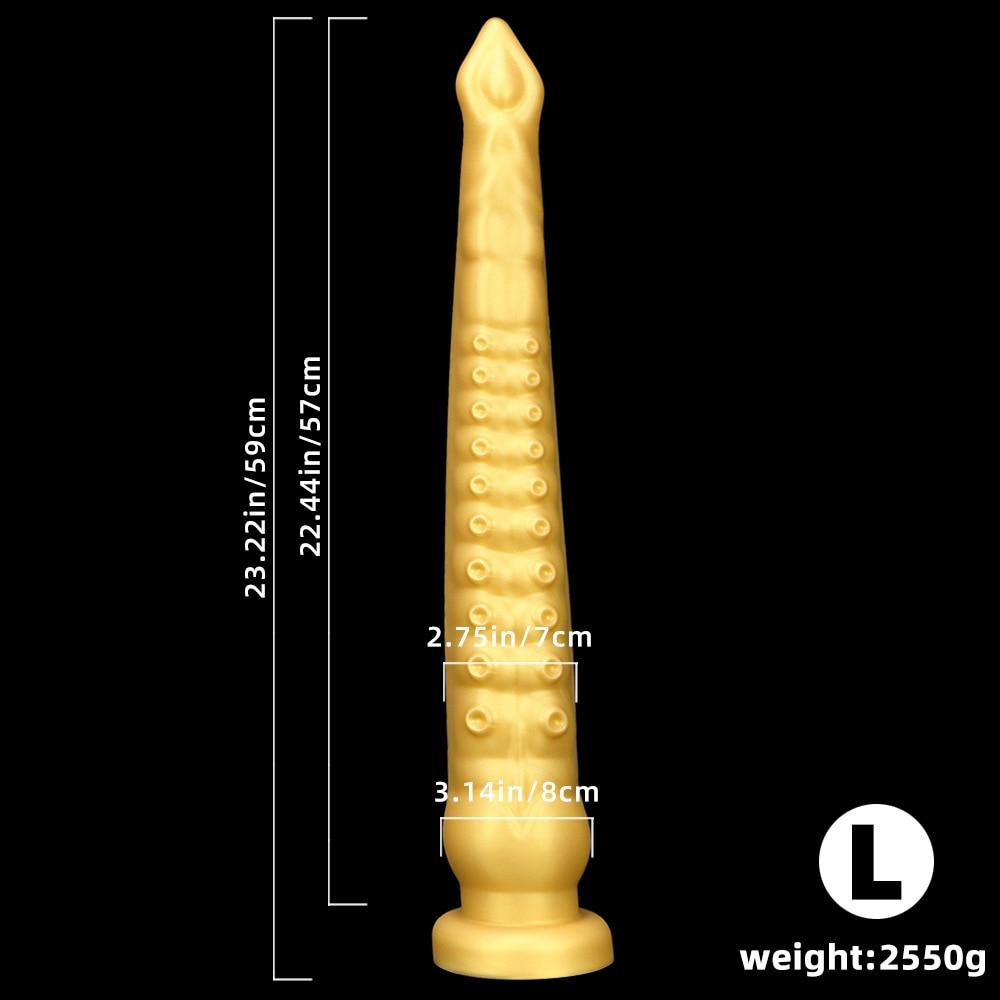 59cm Gold Silicone Extra Long Masturbator Gay Dildo Anal Plug Fisting Strap On Penis Sex Toy Big Dick Realistic Cock