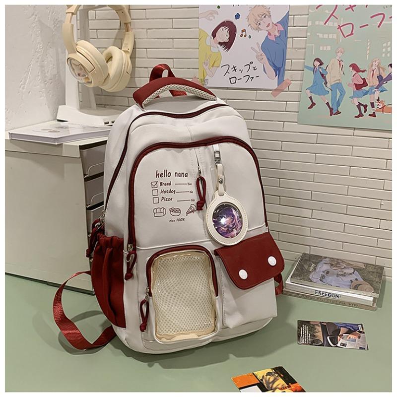 Cute Girl Backpack High School Student Schoolbag Japanese Casual Versatile Travel Contrast Color Large Capacity Backpack Couple