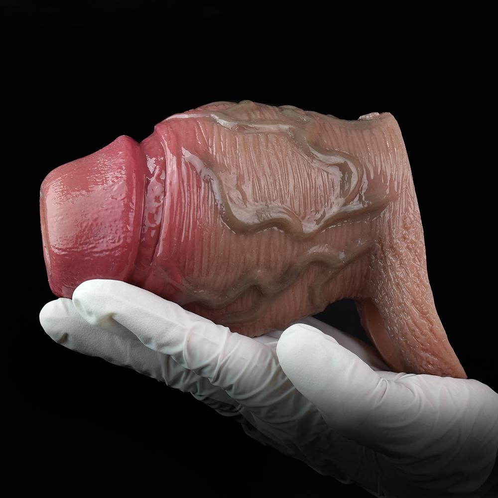 Realistic Cock Sleeve Penis Condom Extender Enlarge Dildo Strap On Toy for Gay Femdom Couples