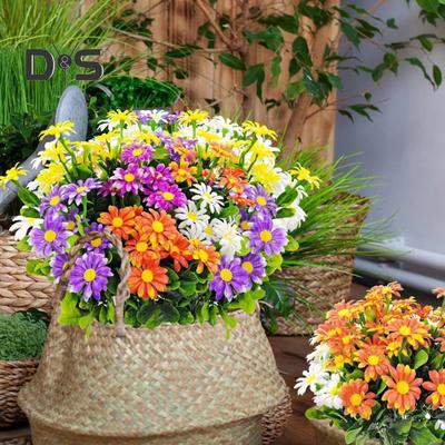 Artificial Flower with Green Leaves Realistic Plastic Flower Wedding Party Home Office Table Centerpiece Faux Floral Branch Decoration