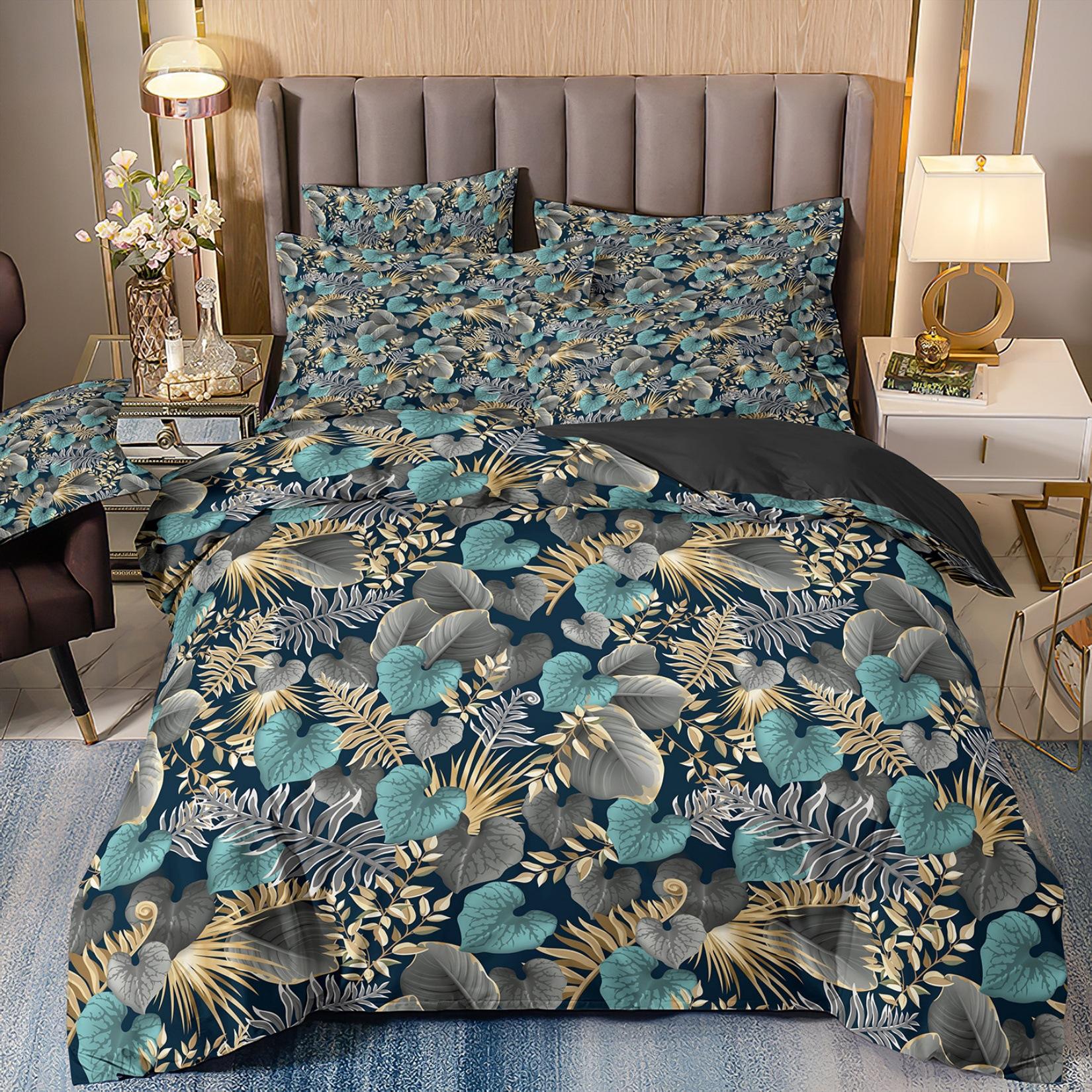 

3D Digital Printing Luxury Plant Flower Quilt Cover Three-Piece Pillowcase Bedding cover 70 * 133 and 50 * 75 * 1