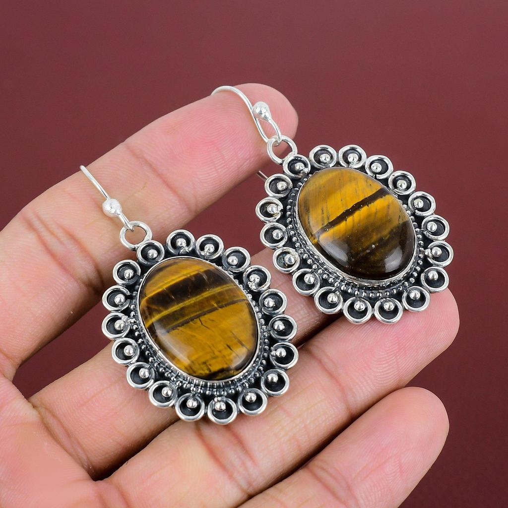 Tiger's Eye Earring 925 Sterling Silver Earring Handmade Earrings Natural Gemstone Jewelry Designer Earring Gift For Wife Birthstone Jewelry