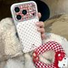 Korean Red Polka Dot Cat Wrist Strap Lanyard for iPhone 17/16 Pro Max/15/14 Phone Case for Women