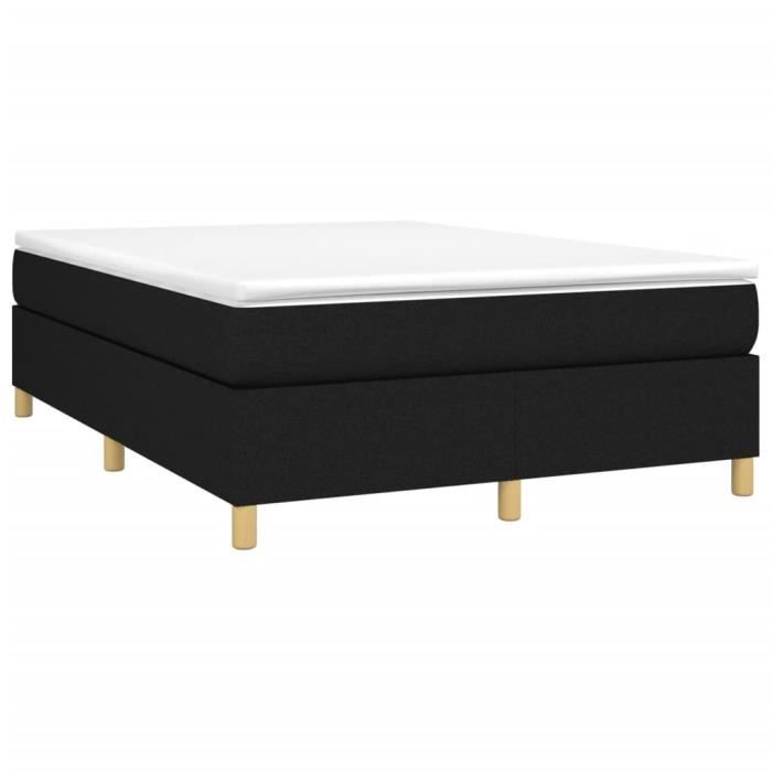 3144516 vidaXL Lit à sommier tapissier avec matelas Noir 140x190 cm Tissu