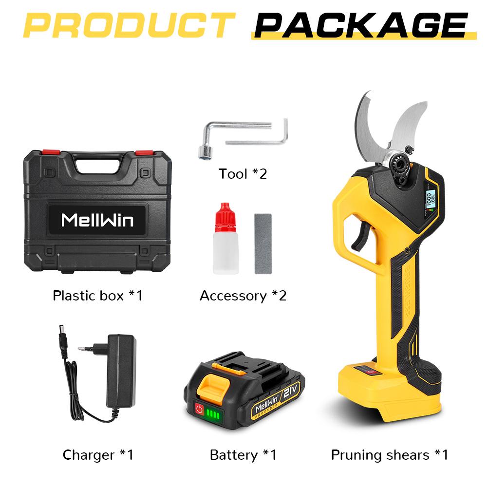 

MELLWIN 50MM Безщіткові Електричні Секатори Садові Фруктові Дерева Бонсай Обрізка Електричні Ножиці Для Акумулятора Makita 18V 1 Battery