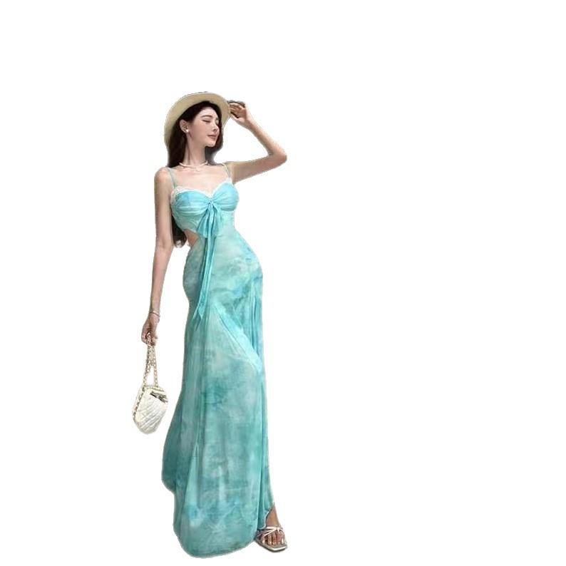 Seaside Beach Vacation Wind Suspender Dress Women's 2026 Summer Photo Backless Sexy Dress