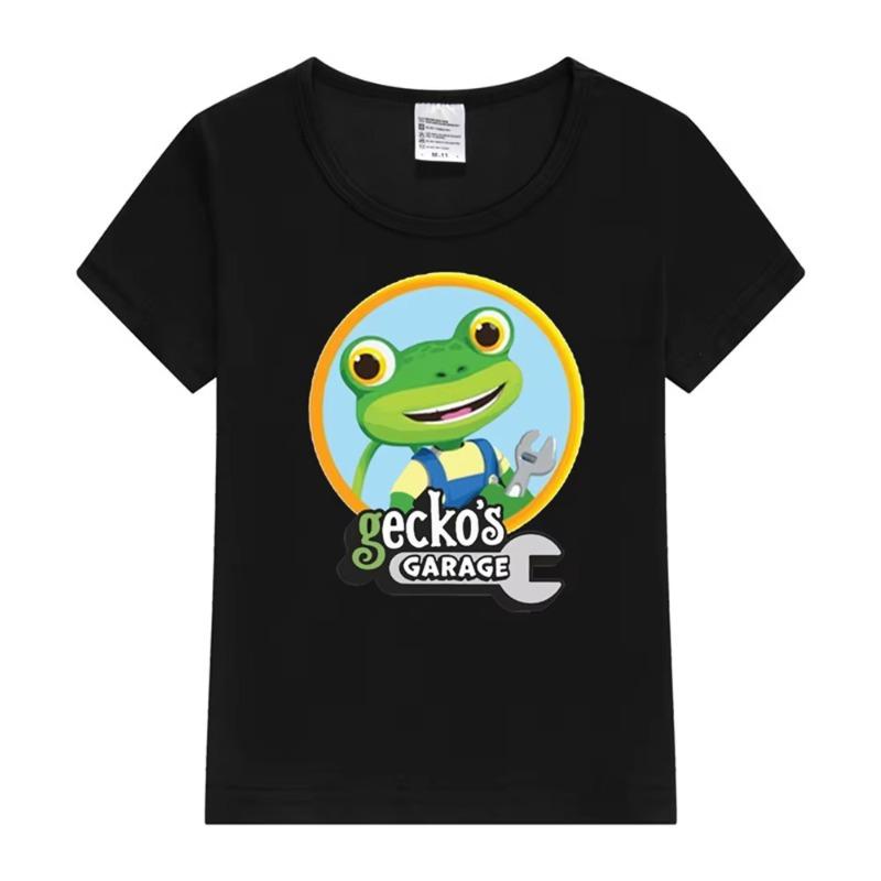 2025 Divertente Cartone Animato Stampa Garage di Gecko Abbigliamento per Bambini Magliette per Bambine Nuovi Vestiti Top Moda Estiva Maglietta da Bambino