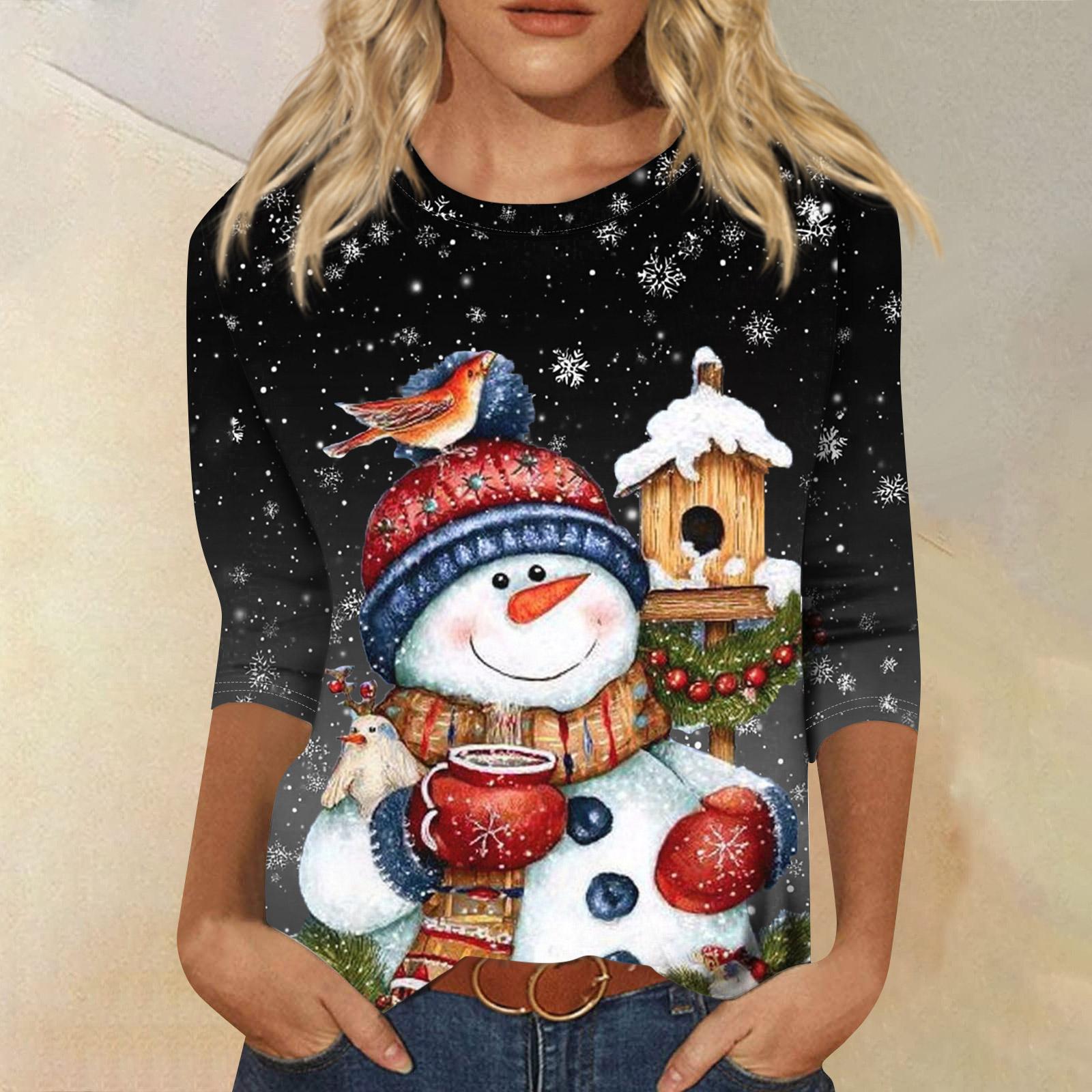 

Women s Round Neck Tops Cotton Women s Casual Fashion Floral Print Long Sleeve O-Neck Pullover Top Blouse L