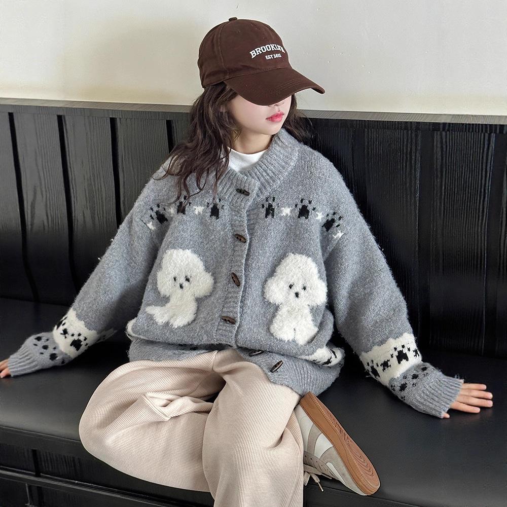 

Кардиган для девочек на осень 2025 года в корейском стиле - модное пальто-свитер для подростков 150 cm серый