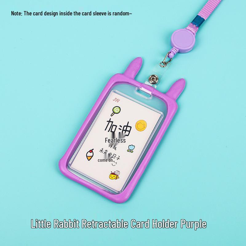 Creative Cartoon ID Card Holder with Lanyard - Cute, Transparent, and Waterproof for Students and Employees