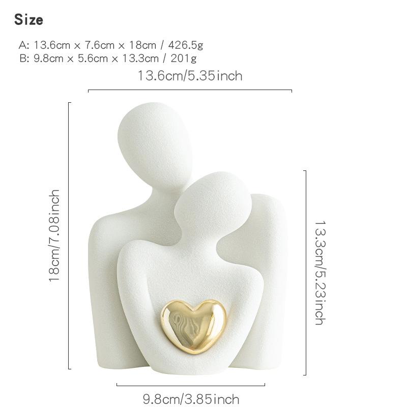 Ceramic Abstract Simple Character Decoration Creative Hugging Couple Figurine Modern Home Desktop Living Room Bookshelf Ornament