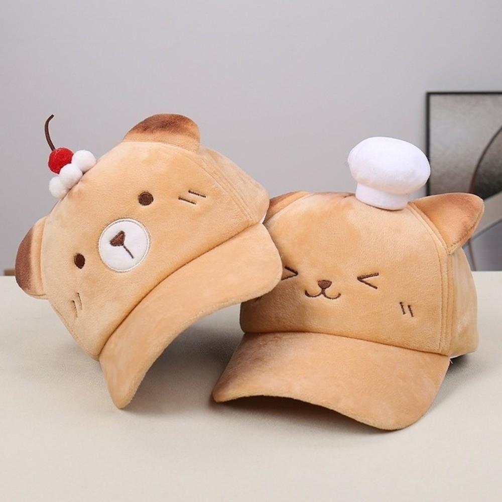 Plush Sweet Bear Sun Protection Cap Cute Cartoon Cat Duckbill Cap Cherry Baseball Cap Women