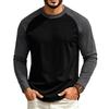 T-shirt da uomo a maniche lunghe raglan, girocollo, vestibilità regular, casual, leggera, tessuto morbido, comoda per l'uso quotidiano