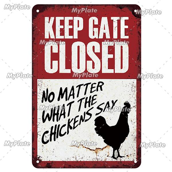 [MyPlate] Vintage Farm Chickens Retro Poster  Metal Sign Plate Tin Sign Wall Crafts Decor For Home Room Plaque Decoration Gift