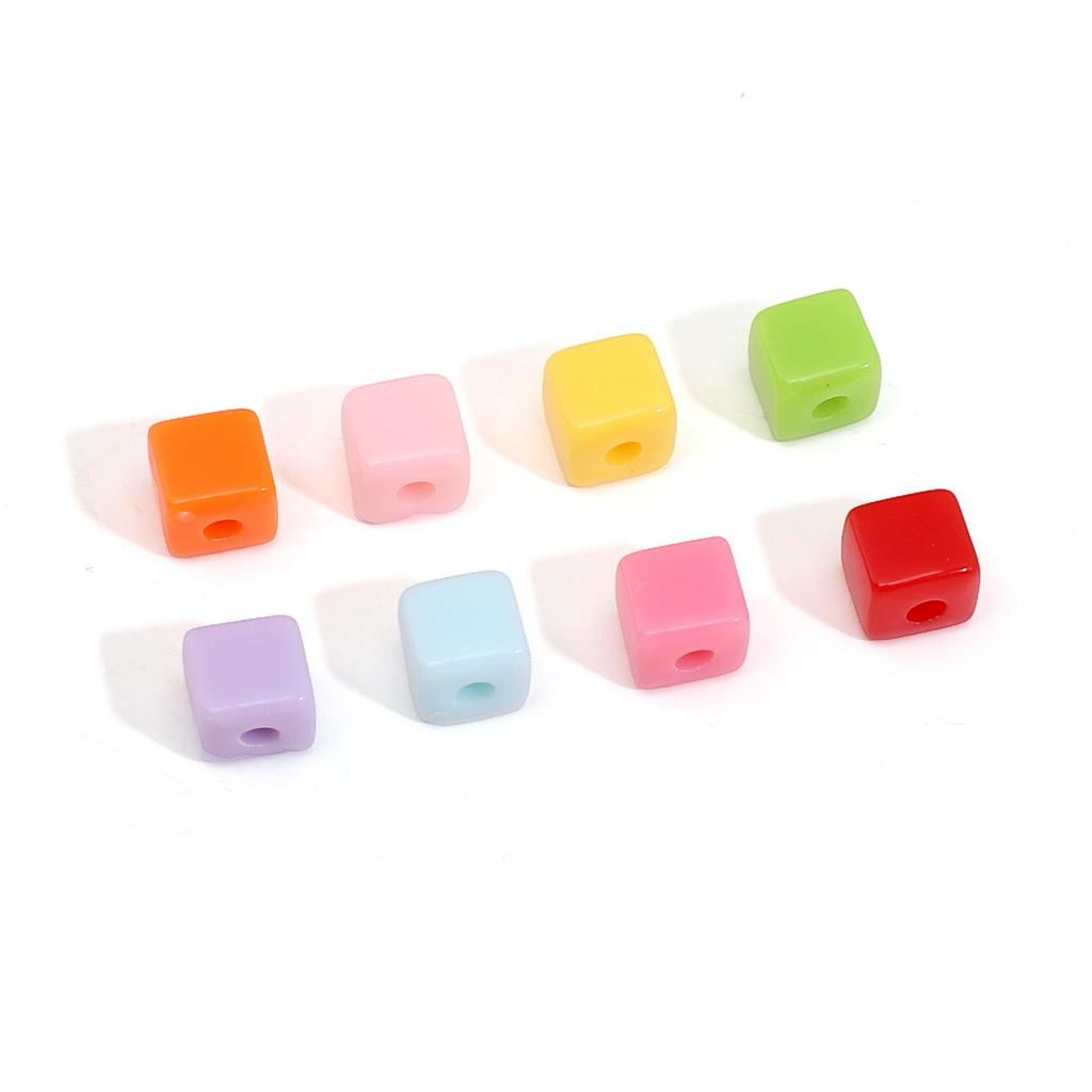 144Pcs Acrylic Solid Color Three-dimensional Square Bead For DIY Necklace Bracelet Earrings Jewelry Making Craft Accessories