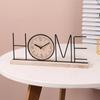Wooden Analog Clock Table Clock Figurine Wooden Ornament Non-Ticking Desk Analog Clock Silent Iron Art for Bookshelf Bedside