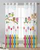 Cartoon Kid Cute Owl Flower Sheer Curtains for Living Room Decoration Window Curtains for Kitchen Tulle Voile Organza Curtains
