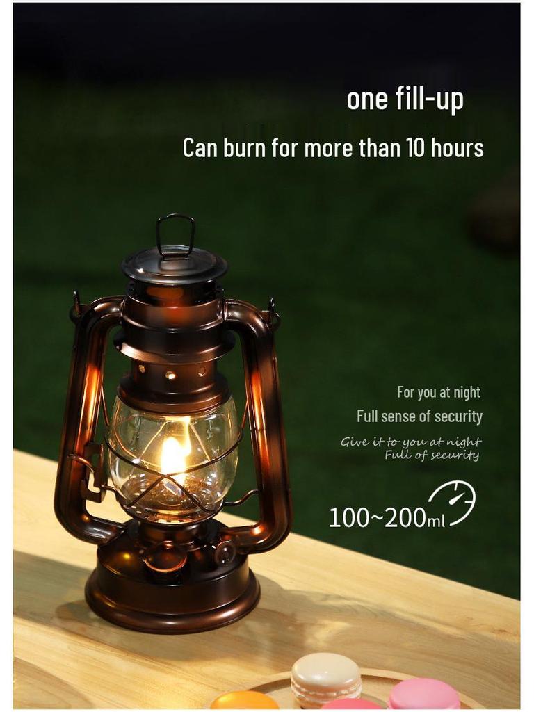 Retro Handheld Kerosene Lantern for Outdoor Camping and Decor