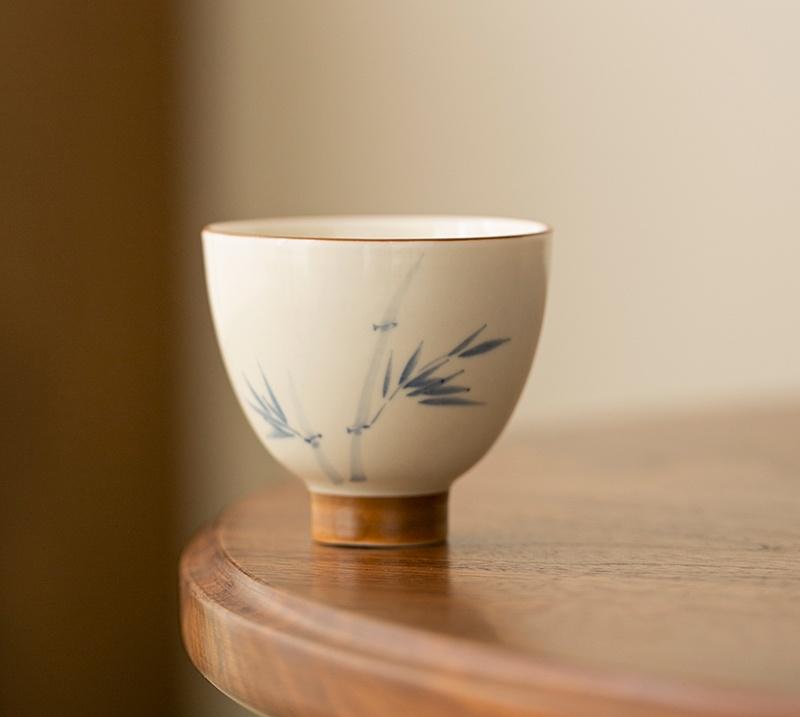 

2 шт./набор из чистого бамбука, расписанного вручную, хурма, мастер-чашка, бытовая чашка, одинарные чашки, кружки, пахнущие чаши для чая, чайные принадлежности, орнамент 75 мл 200ml